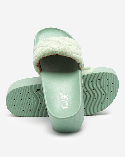 Zelené dámske prešívané sandále na platforme Koriner - Obuv