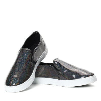 Czarne slip on holograficzne Harleigh- Obuwie
