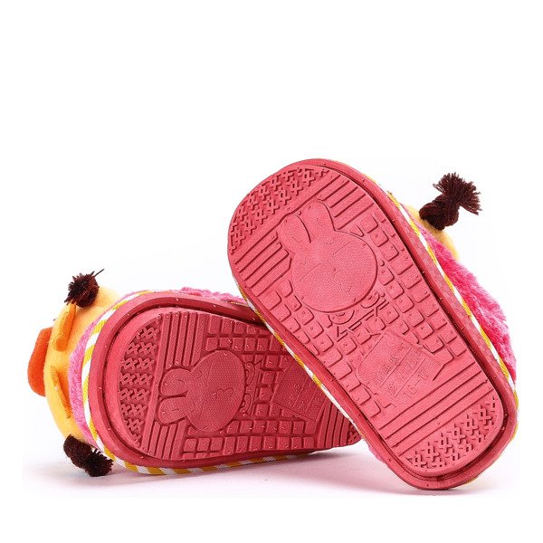 Czerwono-żólte kapcie dziecięce Pochi - Obuwie