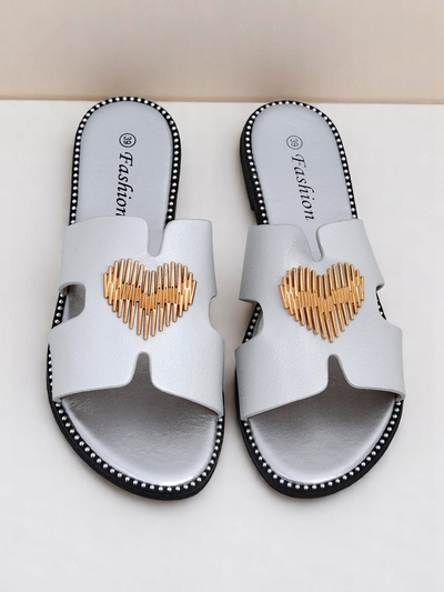 Royalfashion Ženske japonke z ravnim podplatom Heart Chic