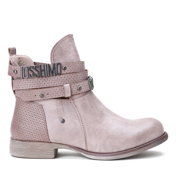 Różowe botki z wycięciami Arizona - obuwie