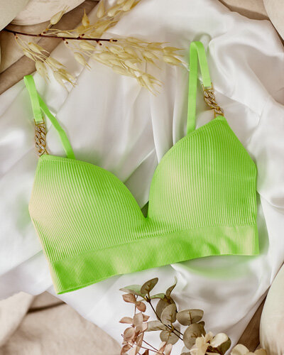 Royalfashion Dámska rebrovaná podprsenka s ozdobnými ramienkami