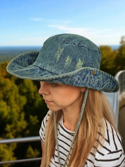 Ženski klobuk Perseida – denim klobuk za na plažo iz poliestra