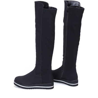 Czarne kozaki na platformie Claudia - Obuwie