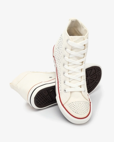 Biele vysoké tenisky so zirkónmi Totulu- Obuv