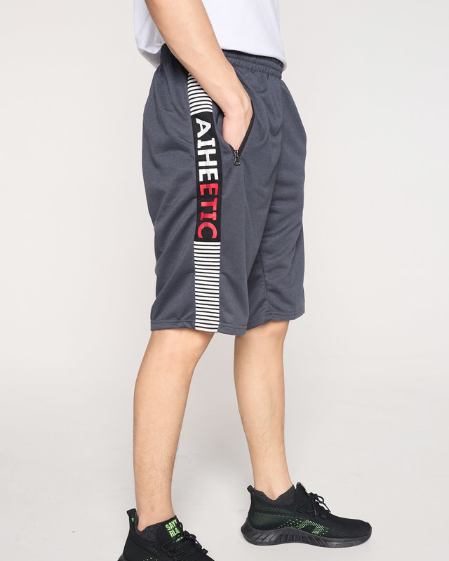 Pánske látkové šortky tmavosivej farby - Oblečenie