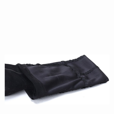 Czarne, długie kozaki na słupku - Obuwie