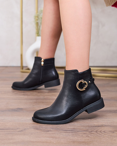 Royalfashion Čierne dámske čižmy a'la sztyblety s ozdobami Ederte