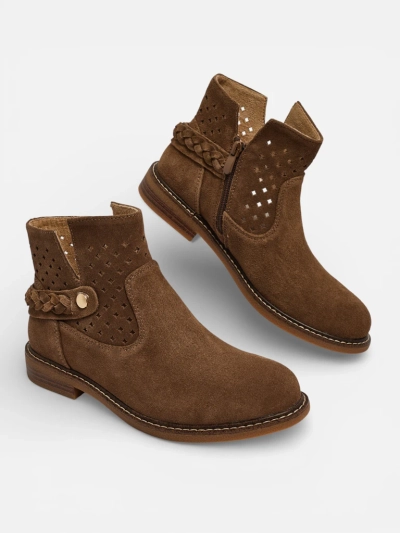 Ažurowe botki damskie ze skóry naturalnej Unimi