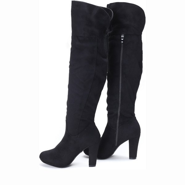 Czarne kozaki na słupku May - Obuwie