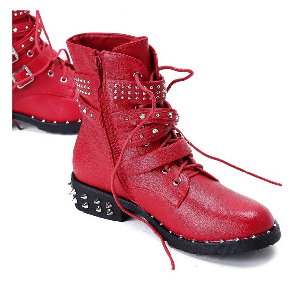 Czerwone workery z ćwiekami Stephanie - Obuwie