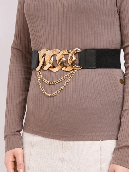 Širok ženski pas za hlače z gumo