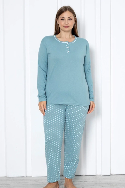 Royalfashion Ženské bavlnené 2-dielne pyžamo s bodkami PLUS SIZE