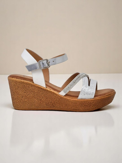 Royalfashion Dámske wedges sandále s kryštálikmi a trblietkami Eclat