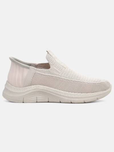 Aurelia Comfort Bež Slip On Ženski Čevlji iz Tkanine s Ploščato Peto