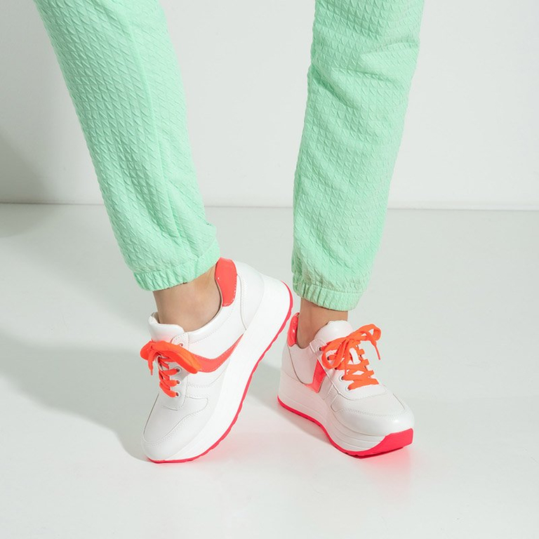 Biele a ružové športové tenisky pre ženy na platforme Dahn - Obuv