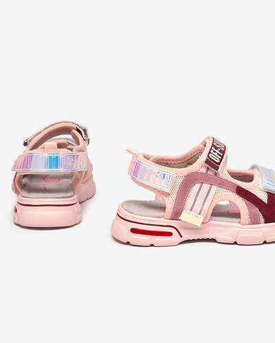 Ružové dievčenské sandále s holografickými vložkami značky Heilol - Footwear