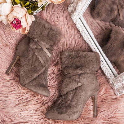 Botki na szpilce w kolorze khaki Pelage - Obuwie