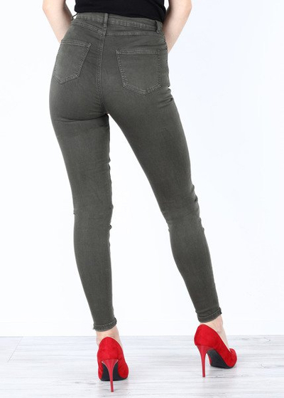 Zielone spodnie z wysokim stanem- Spodnie 