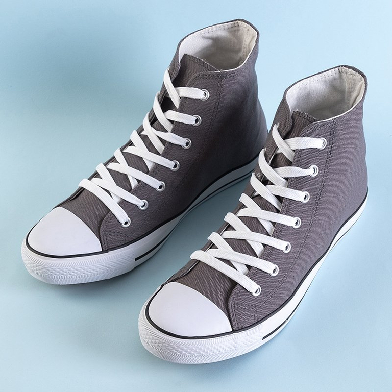 Šedé pánske vysoké tenisky Huliwer - Obuv