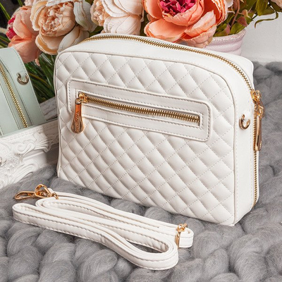 Prošívaná taška přes rameno v bílé barvě - Kabelky 1