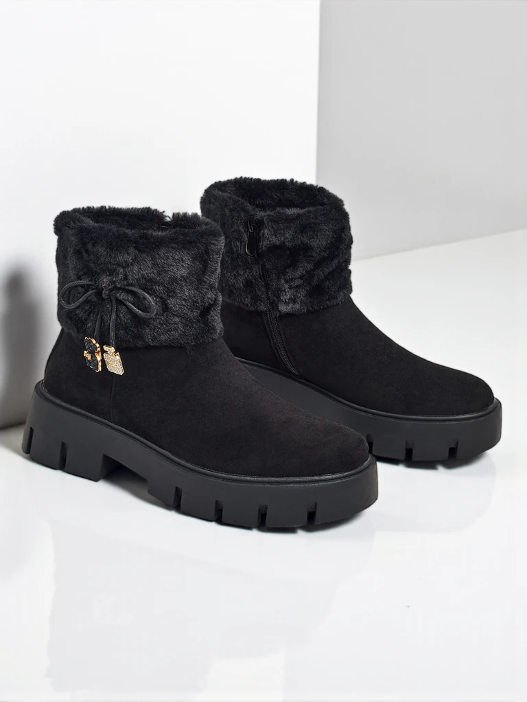 Visoki ženski gležnarji iz eko semiša s krznom Vernaya