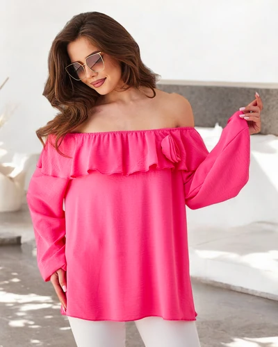 Royalfashion Dámska blúzka v španielskom štýle s volánom a kvetom