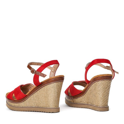 Červené sandály na ozdobeném klínu Bastina - Obuv 1