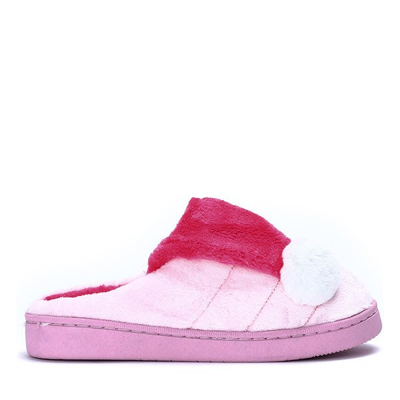 Jasnoróżowe kapcie z pomponikiem Santa- Obuwie
