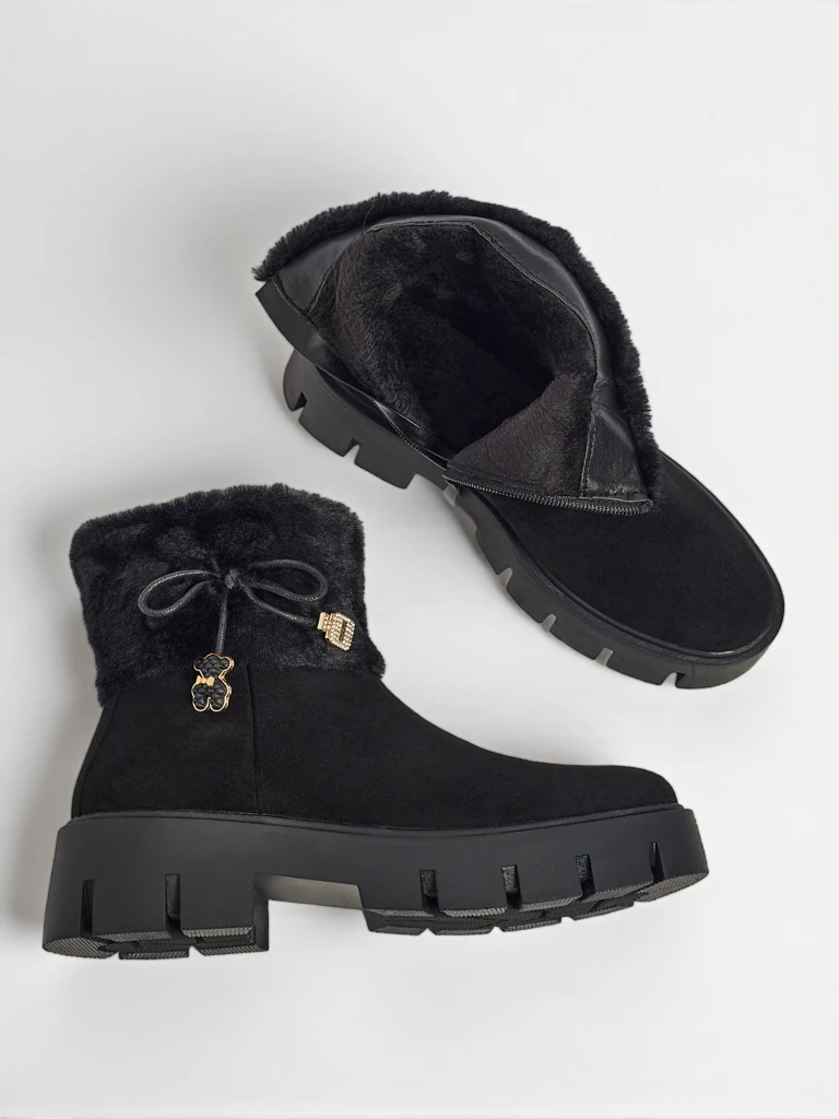 Visoki ženski gležnarji iz eko semiša s krznom Vernaya