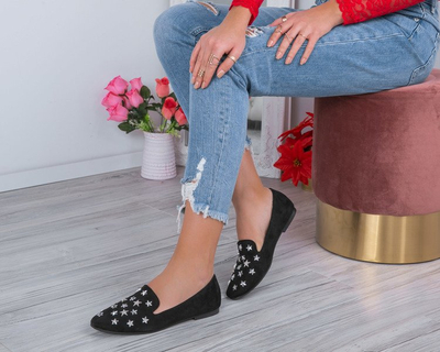 Czarne mokasyny z gwiazdkami Shimmer- Obuwie