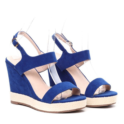 Ciemnoniebieskie sandały na koturnie Stella- Obuwie