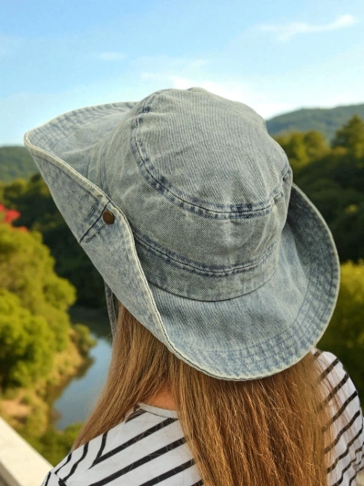 Kalos Denim Ženski Sončni Klobuk – antični stil in UV zaščita