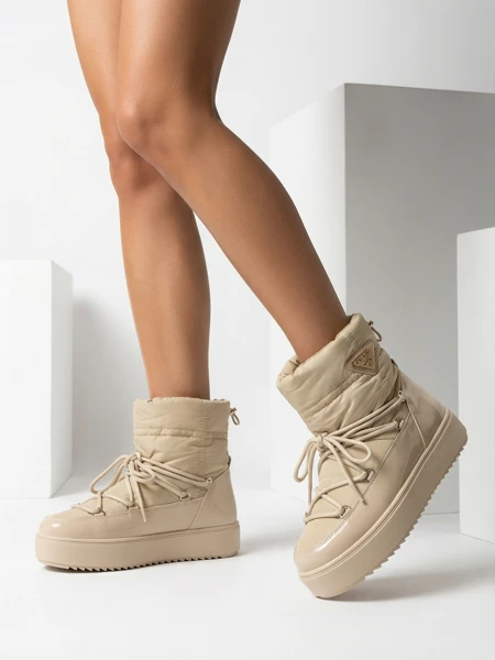 Royalfashion Dámske slip-on čižmy a'la snow boots vo svetlohnedej farbe Vevnose