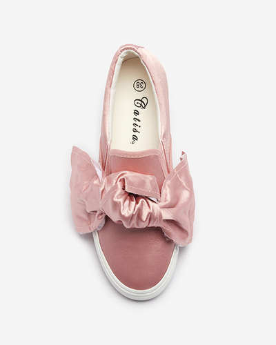 OUTLET Ružové dámske slip-on tenisky s mašľou Erous - Obuv