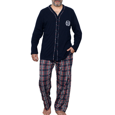 Pánske pyžamo so zapínaním na gombíky v tmavomodrej farbe - Oblečenie