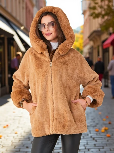 Royalfashion Dámska nádherná kabát z imitácie kožuchu
