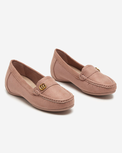 Tmavoružové dámske mokasíny na nízkom obtiahnutom kline Lemira - Obuv