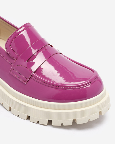 Fuksiové lakované mokasíny pre ženy Noppel - Obuv