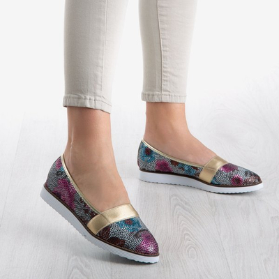 Dámske viacfarebné baleríny so zlatou povrchovou úpravou Nasulsha - Obuv
