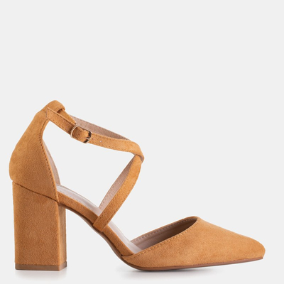 Hnedé lodičky na stĺpiku Baress - Obuv