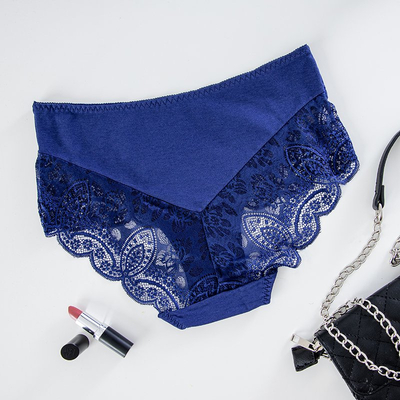 Dámske tmavomodré čipky nohavičky PLUS SIZE - Spodná bielizeň