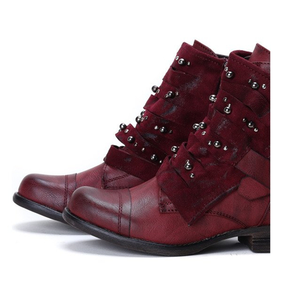 Bordowe workery Jaycee - Obuwie