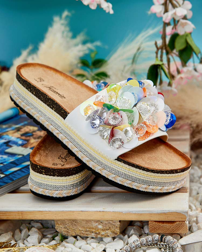 Royalfashion Dámske žabky Loassa s kamienkami