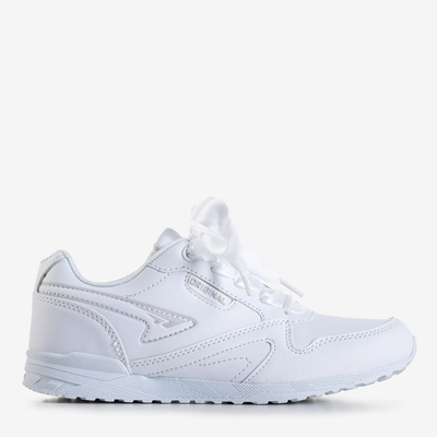 Biele dámske športové topánky previazané stuhou Kamela - Obuv