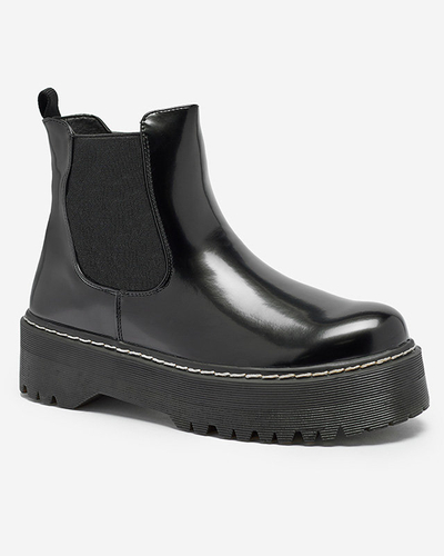 Čierne dámske čižmy na hrubšej podrážke Mallitt- Obuv