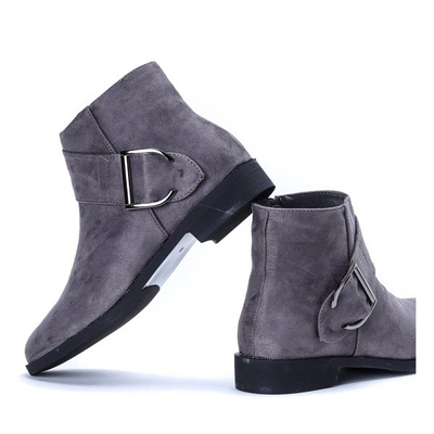 Szare sztyblety ze sprzączką Bianka- Obuwie