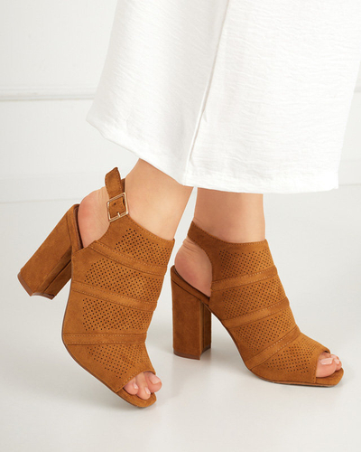 Dámske prelamované sandále na stĺpiku z ťavy Texis - Obuv