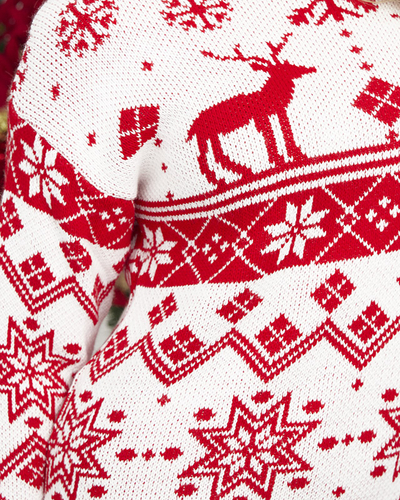 Dámske červeno-biele vianočné svetrové šaty - Oblečenie