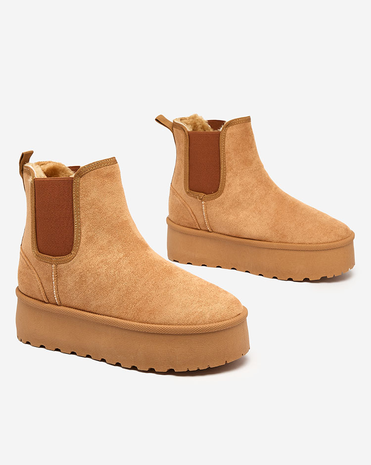 Royalfashion Hnedé dámske snehule na platforme Stiellsia